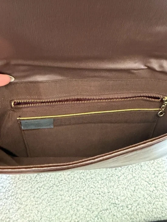 Caprise Snake-Print Scalloped Shoulder Bag in Brown and Tan - Picture 5 of 6